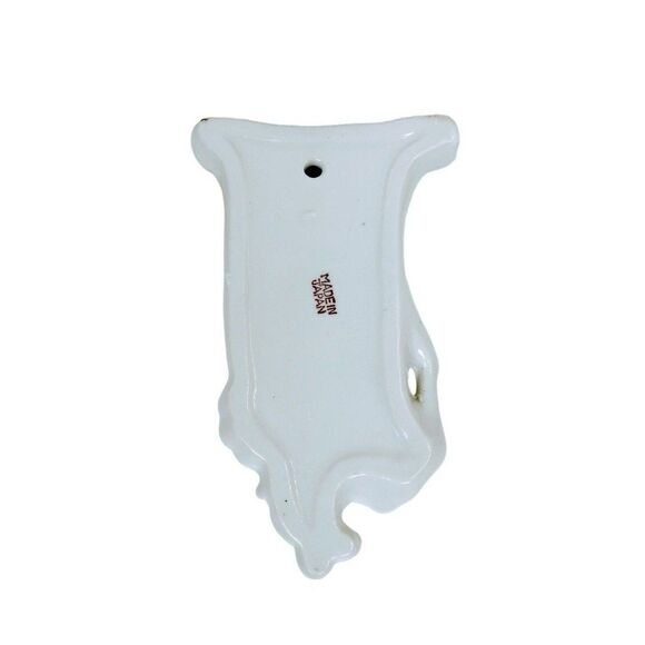 VTG 40s Hand Painted  Porcelain Victorian Lady & Flowers Pocket Wall Vase Japan - Picture 7 of 11